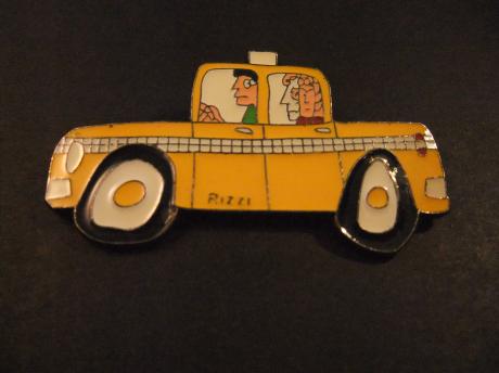 Gele taxi met passagiers ( Rizzy)